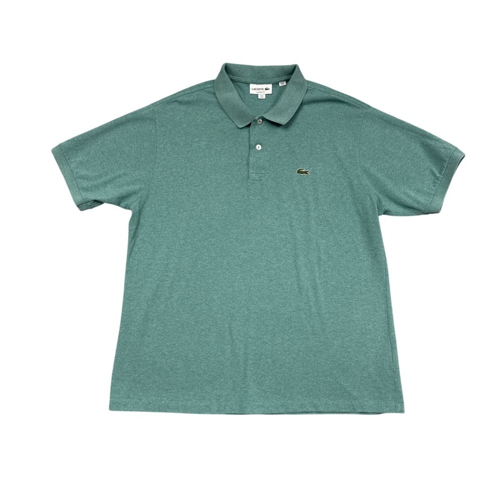 Lacoste Polo Shirt Mens XL Green Heather Classic Fit Short Sleeve Pique Cotton